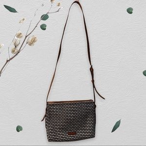 FOSSIL FELICITY CROSSBODY black and white with leather trims